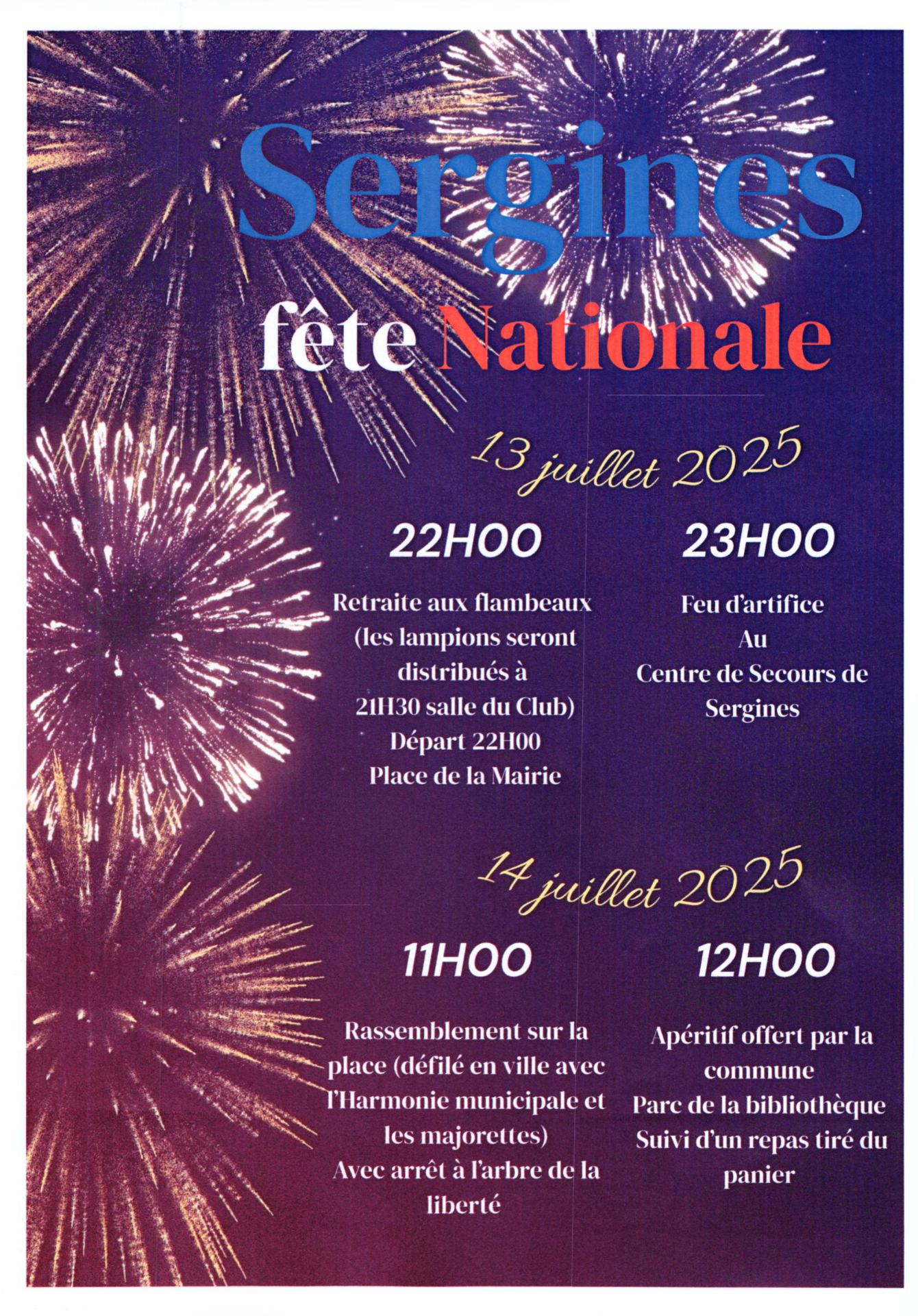 Sergines Fête nationale du 13 et 14 juillet 2025