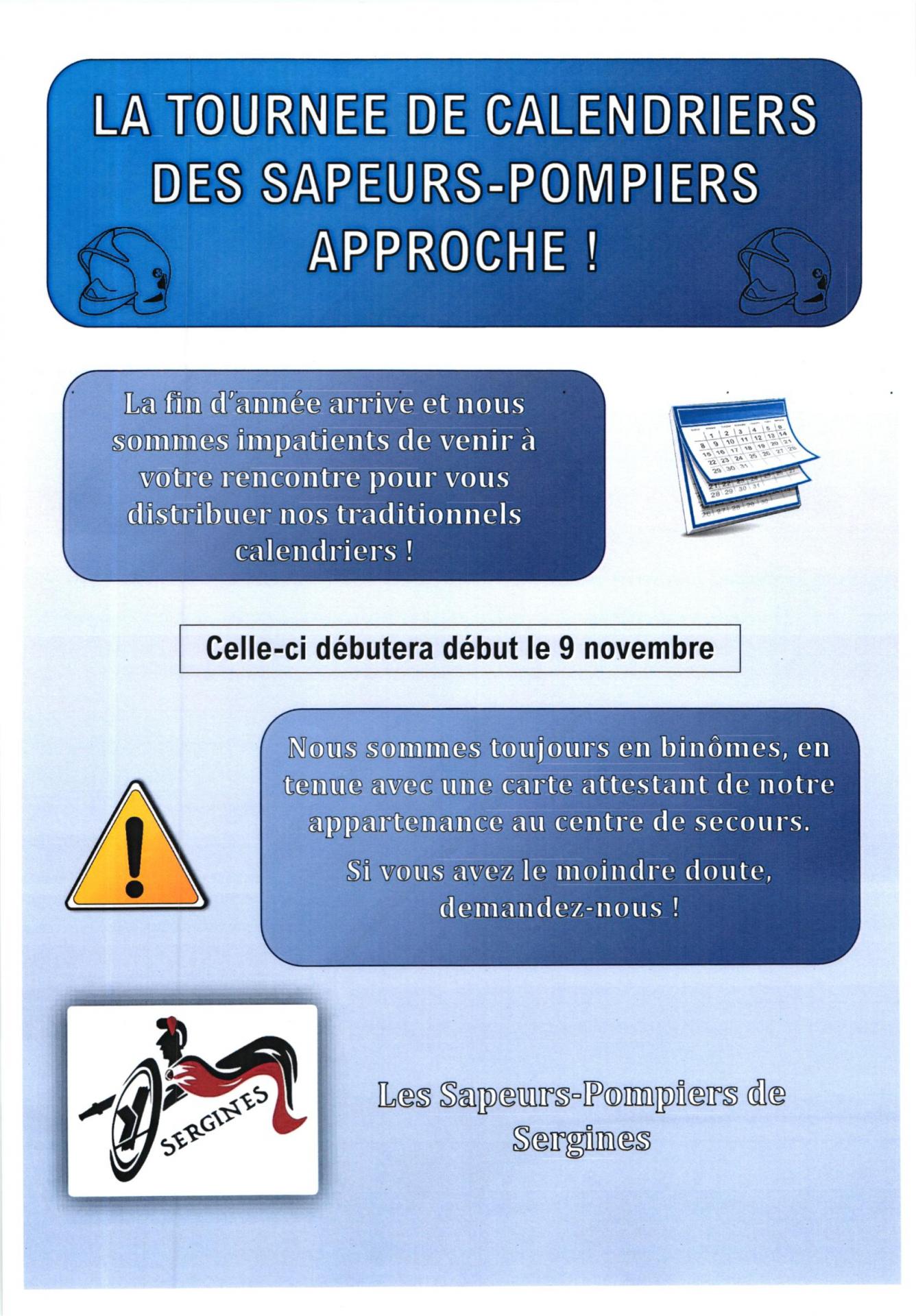 La tournée de calendriers des sapeurs-pompiers approche !!